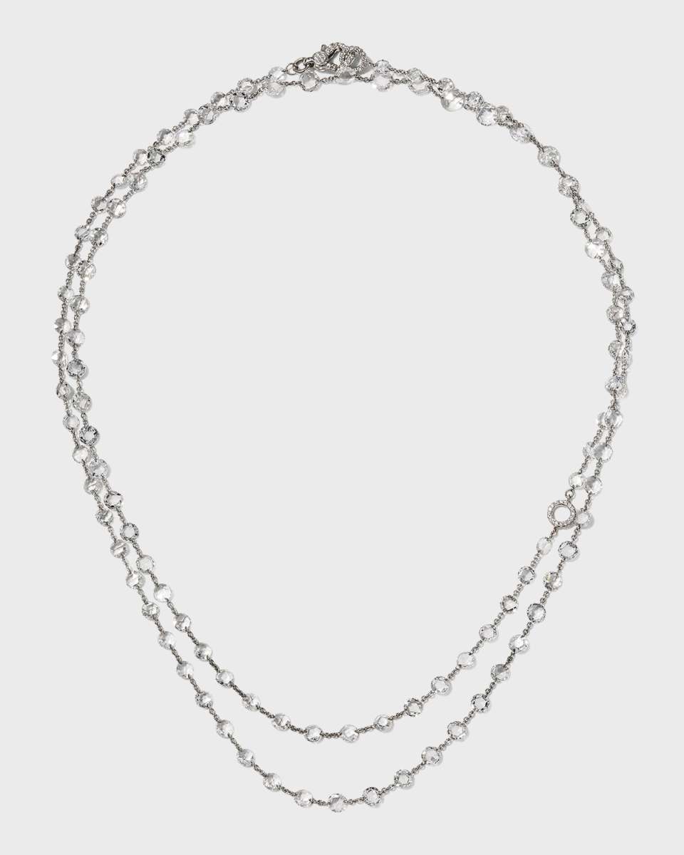 Ethereal 18K White Gold Rose-Cut and Brilliant-Cut Floating Diamond Necklace, 32"L, 17.56tcw